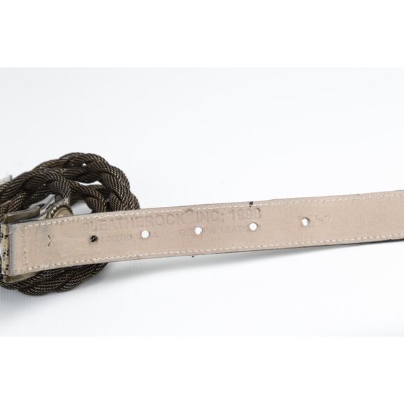 Vintage Belt Snake Lizard Print Braided Cord Antique Brass Western Boho Chic M main image 9